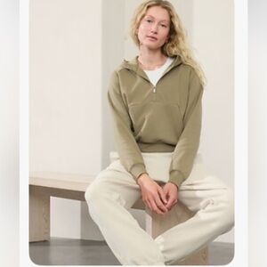 Athleta Easy Fleece 1/4” Zip Up Hoodie - Olive Branch - Small